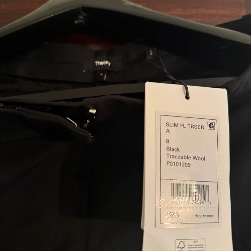 Theory Black Slim Wool Trousers NWT - Picture 7 of 9